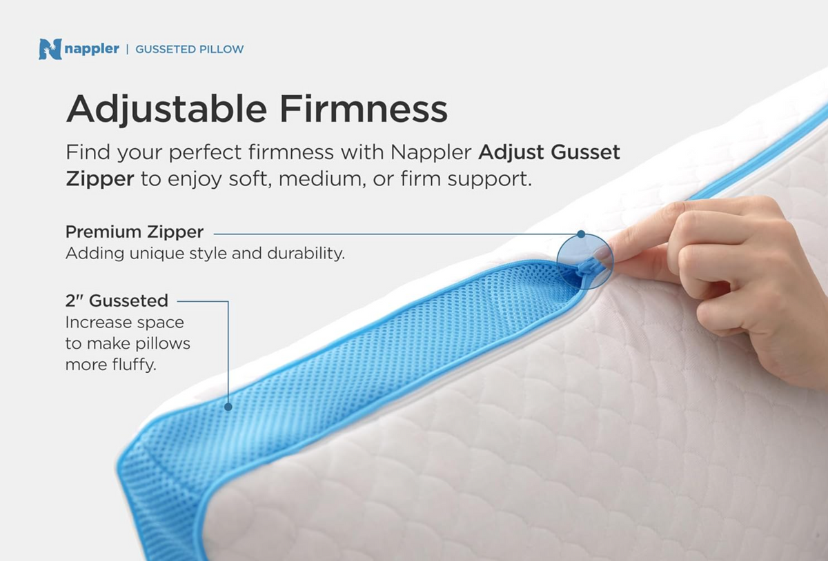 Side and Back Sleeper Pillow for Neck and Shoulder Pain Relief - Shredded Memory Foam Bed Pillow for Sleeping - 100% Adjustable Fill - Queen Size - Modal Washable Case. Extra Fill Included