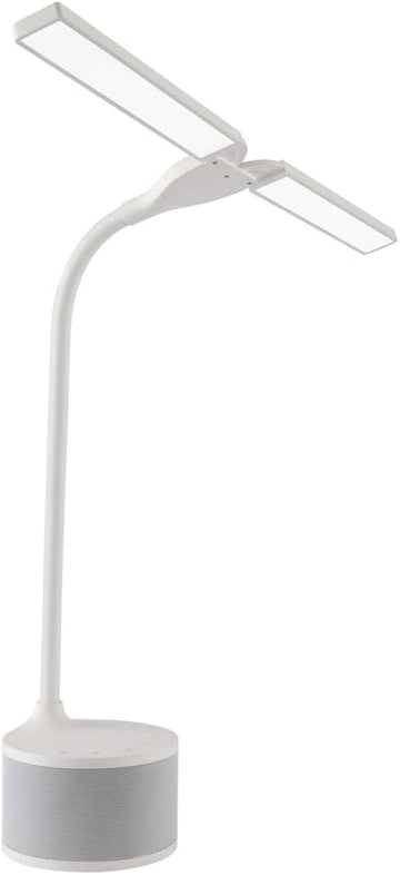 OttLite LED Desk Lamp with Dual Head & Bluetooth Speaker - Dimmable with Touch Control & Color Modes, USB Charging Port, Energy-Efficient Natural Daylight LEDs for Home Office, Desk, & Dorms