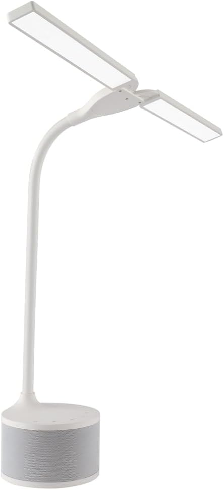 OttLite LED Desk Lamp with Dual Head & Bluetooth Speaker - Dimmable with Touch Control & Color Modes, USB Charging Port, Energy-Efficient Natural Daylight LEDs for Home Office, Desk, & Dorms