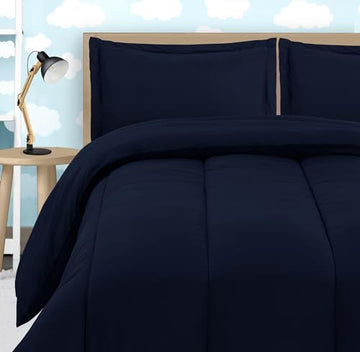 Utopia Bedding All Season Navy Comforter Set with 2 Pillow Cases, 3 Piece Soft Brushed Microfiber Kids Bedding Set for Boys/Girls, Machine Washable (Twin)