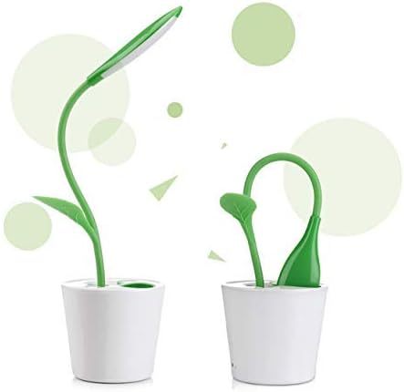 LED Desk Lamp Eye-caring Night Light Pea Sprout Table Lamp Touch Control with 3 Brightness Levels Light Home Decor, with Storage Space Pen Holder
