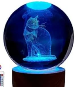 Cat Gifts for Cat Lovers for Women, Large 3D Cat Night Light, Crystal Cat Figurines Lamp 16 Color Changing with Remote Control for Bedroom Decor, Cat Gifts for Cat Lovers