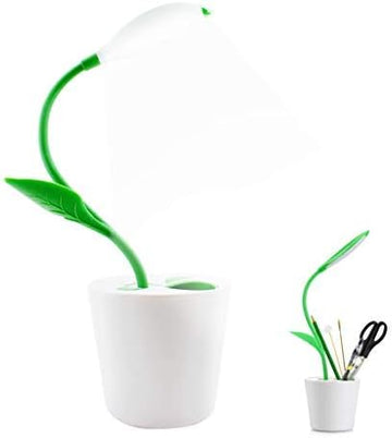 LED Desk Lamp Eye-caring Night Light Pea Sprout Table Lamp Touch Control with 3 Brightness Levels Light Home Decor, with Storage Space Pen Holder