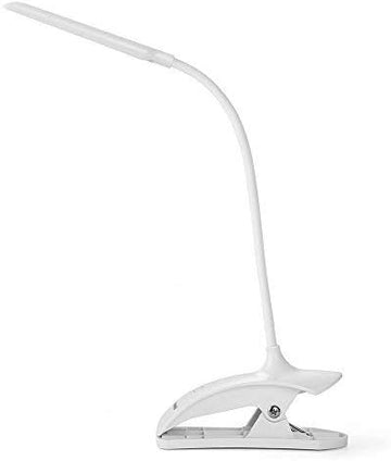 Clip Desk Lamp Table LED Bulb Lamps Set USB Outlet White Modern Shade Gooseneck Dimmable Light Clamp Base Touch Sensor Switch Charging Battery Office Room Bedroom Dorm Kids Small Girls Study Reading
