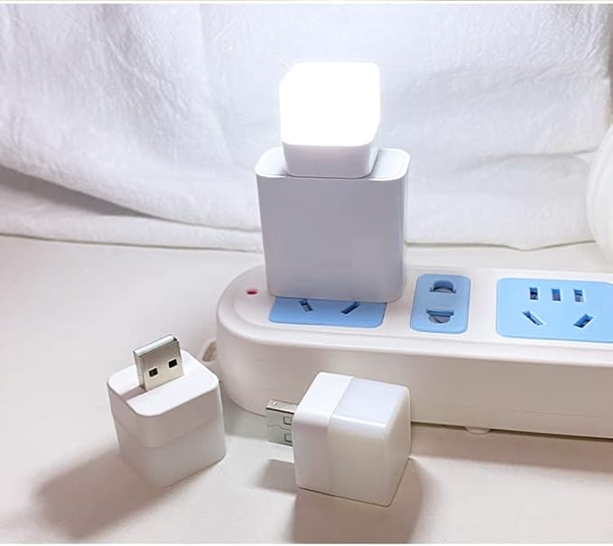 Mini USB Night Lights，Plug in LED Bulb，Flexible LED Ambient Light ，Emergency Lighting，Compact，Ideal for Bedroom，Bathroom，Nursery，Hallway，Outdoor Camping，Reading(8PCS,White)