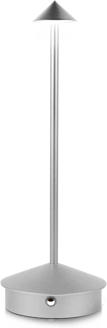 Rechargeable Battery Operated Desk Lamp with Touch Sensor Cordless Portable LED Table Lamp， Three-Level Dimmable Suitable for Bars/Cafes/Restaurants/Bedrooms/Camping Sites (Silver)