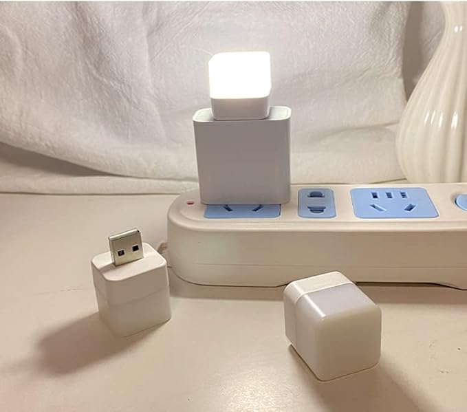 USB Lights by Night，Plug in LED Mini Bulb，Flexible LED Ambient Light ，Emergency Lighting，Compact，Ideal for Bedroom，Bathroom，Nursery，Hallway，Outdoor Camping，Reading(8PCS,Warm White)(Yellow)