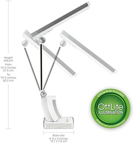 OttLite 13W Slimline Desk Lamp - Home, Office, Bedroom, or Reading (White)