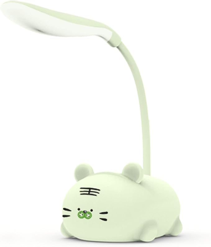 Kids Lamp, Cute LED Desk Lamp for Kids, Mini Animal Night Light, USB Rechargeable Flexible Cartoon Lamp Eye-Care Lighting for Bedroom (Tiger G, Green)