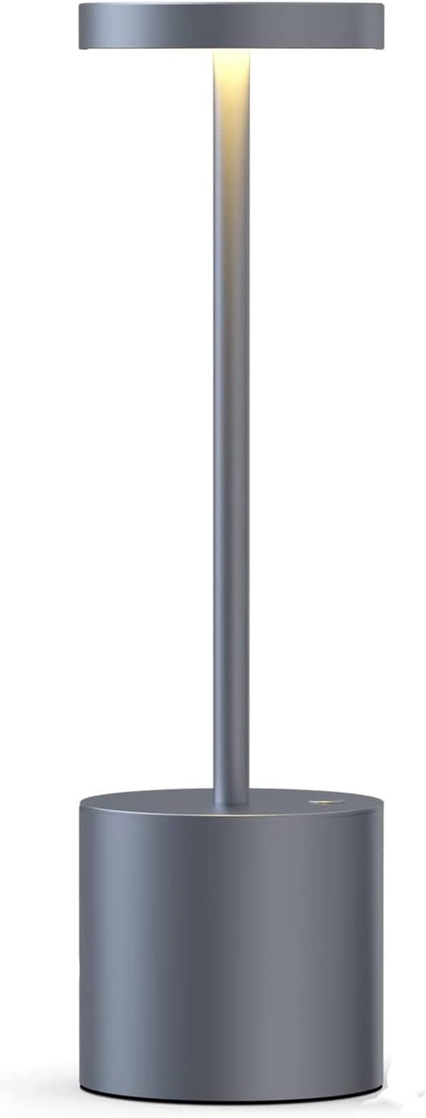 Rechargeable Cordless Table Lamp, 10.25in Small Outdoor Portable Battery Operated Desk Lamps 2 Levels Dimmable Powered Night Light for Dining Restaurant Bar Garden Patio Bedroom Grey