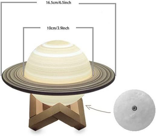 Saturn Lamp LED 3D PrintDecor Lamp Galaxy Planet Lampwith Stand/Remote Control/Touch/USB Rechargeable (6.3inch 3 Colors),Valentines Day Gifts,Birthday Gifts