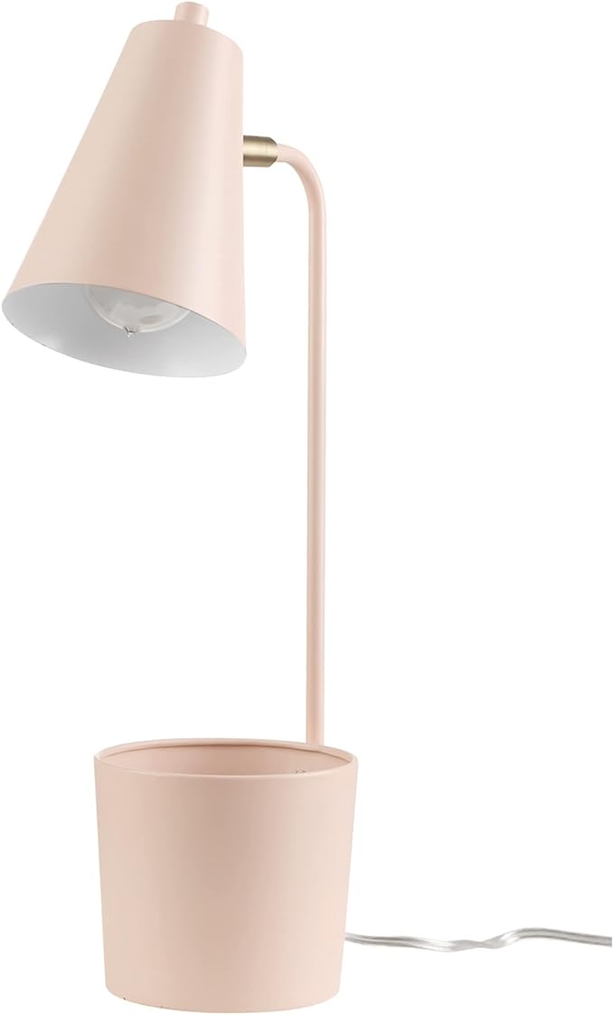 Globe Electric 30295 Taylor 18" Organizer Desk Lamp, Matte Pink, Brass Pivot Joint, On/Off Rotary Switch at Shade