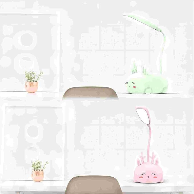 Kids Lamp, Cute LED Desk Lamp for Kids, Mini Animal Night Light, USB Rechargeable Flexible Cartoon Lamp Eye-Care Lighting for Bedroom (Deer B, Blue)