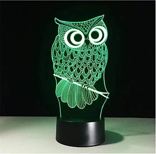 3D Illusion Night Light Owl Toys, Owl Bedside Lights Birthday Gift for Kids, Big Size 7 Color Changing USB LED Table Desk Optical Illusion Lamps Home Decors for Great Xmas Birthday Gifts