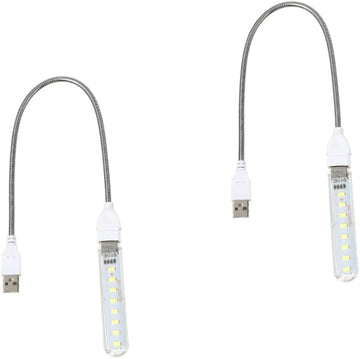 ARTIBETTER 2pcs U Disk Night Light Led Reading Light Plug in Led Night Light Outdoor Camping Light Gooseneck 8 Leds Night Lamp Atmosphere Light USB Light Indoor Computer Jianpan Student PVC
