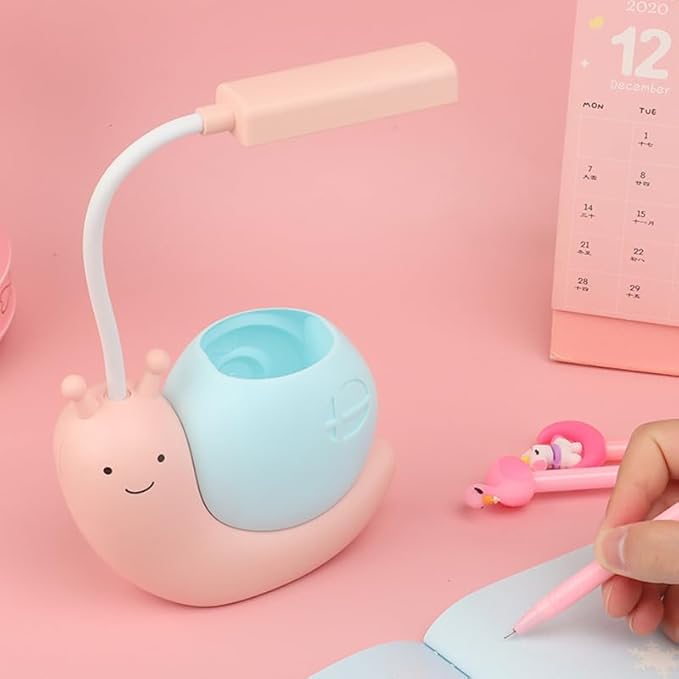 ZYTC LED Desk Lamp Cartoon Snail Adjustable Foldable Reading Lamp Assorted Colors Eye Caring Table Lamp Light with USB Charging Port Built-in Battery for Student Study Work(Pink)