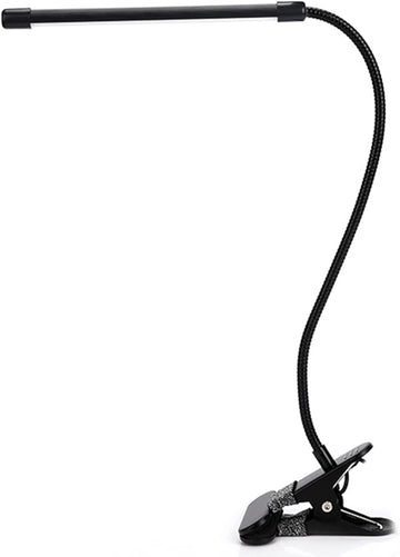 Meichoon Desk Lamp with Clamp Desktop Clip-On LED Illuminating Light Flexible Metal Hose Eye-Caring Table Lamp for Bedroom Bedside Office Study Work Reading Embroidery UK10 Black