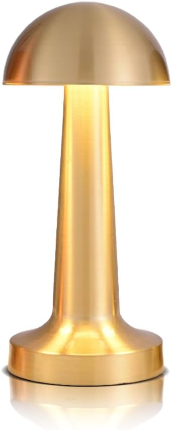 Portable LED Table Lamp, 3-Levels Brightness Metal Desk Lamp, 3 Color Touch Control Rechargeable Lamp, Night Light, Bedside Lamp,Dining Room Lamp (Gold)