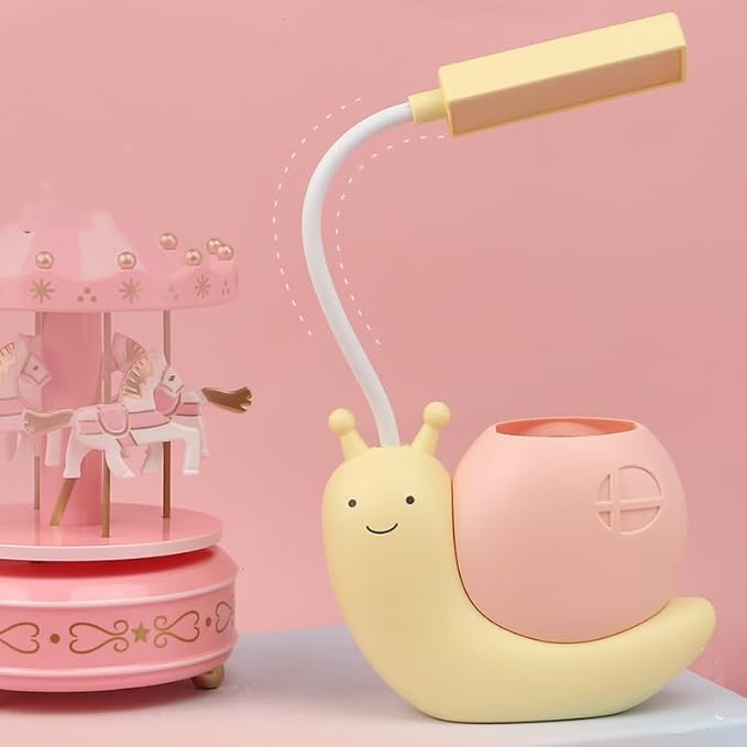 ZYTC LED Desk Lamp Cartoon Snail Adjustable Foldable Reading Lamp Assorted Colors Eye Caring Table Lamp Light with USB Charging Port Built-in Battery for Student Study Work(Yellow)