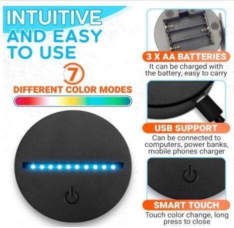 Little Dog Puppy Figure 3D lamp Optical Night Light 7 Colors Changing LED Illusion Lamps Gifts for Girls Kids Baby Girls Daughter Sister Aunt or Mother