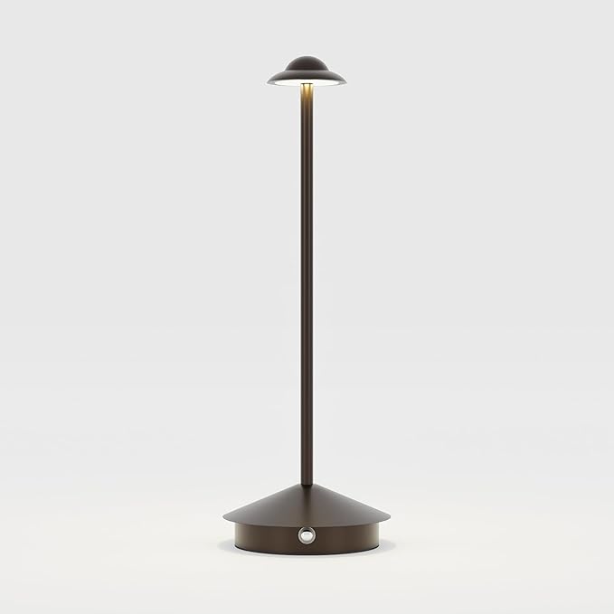 Rechargeable Table Lamp,Cordless Table Lamp,Touch Dimmable Wireless Lamp in Aluminium,5000mAh Battery Desk Lamp for Home/Restaurant/Outside Dining/Dinner/Patio(Brown)