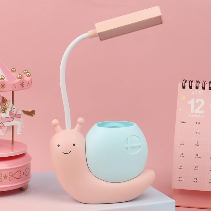 ZYTC LED Desk Lamp Cartoon Snail Adjustable Foldable Reading Lamp Assorted Colors Eye Caring Table Lamp Light with USB Charging Port Built-in Battery for Student Study Work(Pink)