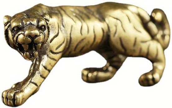 Solid Brass Little Tiger Statue - Vintage Decor Piece for Desk or Shelf for Wildlife Enthusiasts(Little Tiger)