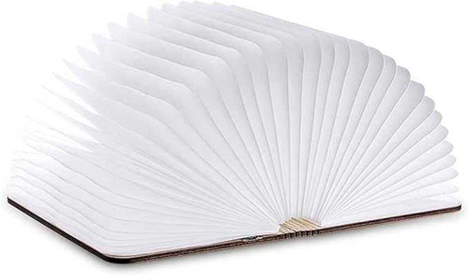 Folding Book Lamp Novelty Wooden Table Lamp Portable Desk Light LED Paper Lantern with USB Rechargeable for Gift Home Office Decor