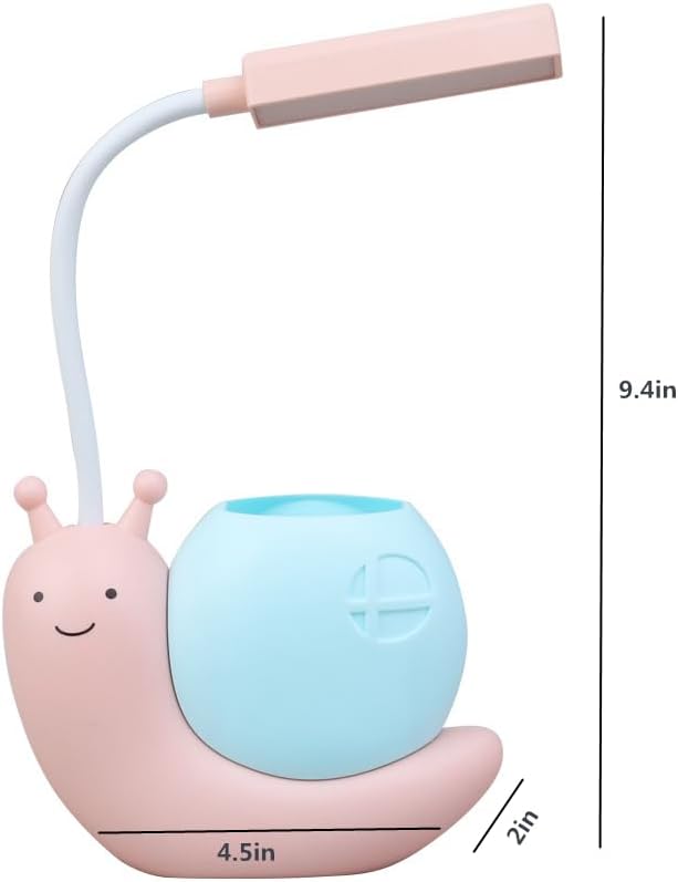 ZYTC LED Desk Lamp Cartoon Snail Adjustable Foldable Reading Lamp Assorted Colors Eye Caring Table Lamp Light with USB Charging Port Built-in Battery for Student Study Work(Pink)