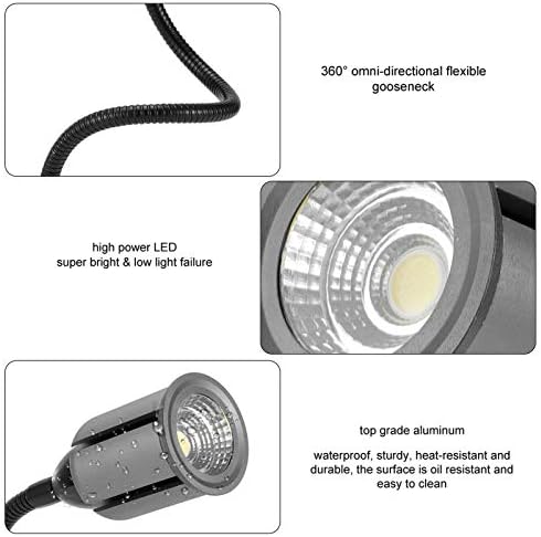 Hyuduo LED Lamp with Magnetic Base, 12W Long Flexible Gooseneck Desk Work Lamp, Sewing Machine Light for Workbench, Metal Lathe, Drill Press