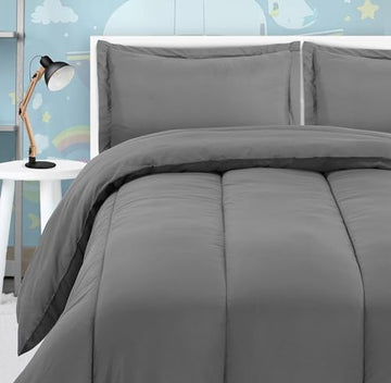 Utopia Bedding All Season Grey Comforter Set with 2 Pillow Cases, 3 Piece Soft Brushed Microfiber Kids Bedding Set for Boys/Girls, Machine Washable (Twin, Pack of 6)