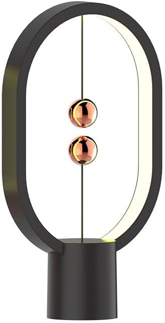 Small Table Lamp - Mini Balance Lamp,Birthday Gifts, Bedside Lamp, Nightstand Lamp,Plug in Night Light,Magnetic Lamp for Home,Office,College Dorm (Black Color)