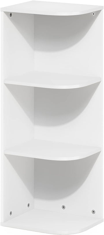 Furinno Pasir 3-Tier Corner Open Shelf Bookcase, White