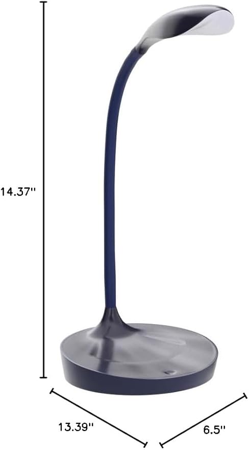 Bostitch Office KT-VLED1502-BLUE Gooseneck LED Desk Lamp with USB Charging Port, Dimmable, Navy Blue