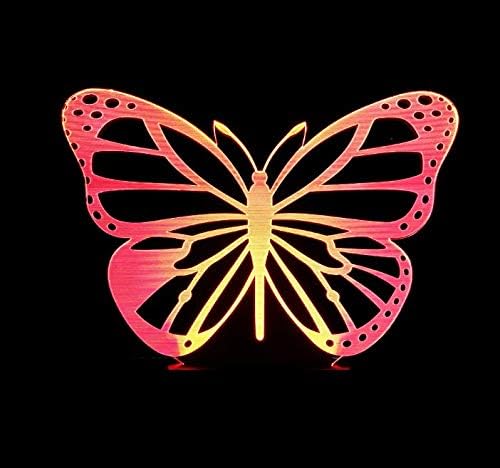 Butterfly Girl's Lamp 3D Illusion Night Lights Girl's Birthday Gifts - Multi Colors Changing Bedroom Decorative Arts Gifts for Female (Butterfly)