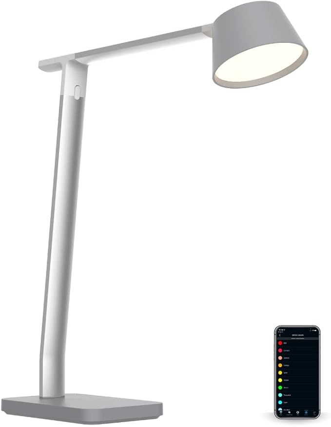 BLACK+DECKER Verve Designer Smart Desk Lamp, Works with Alexa, Auto-Circadian Mode, True White LED + 16M RGB Colors, USB Charging Port,