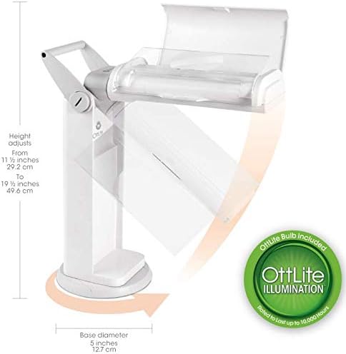 OttLite 13 Watt Magnifier Task Lamp with 2X Magnification and Swivel Base, Green