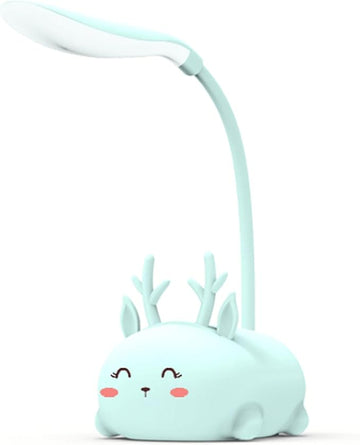 Kids Lamp, Cute LED Desk Lamp for Kids, Mini Animal Night Light, USB Rechargeable Flexible Cartoon Lamp Eye-Care Lighting for Bedroom (Deer B, Blue)