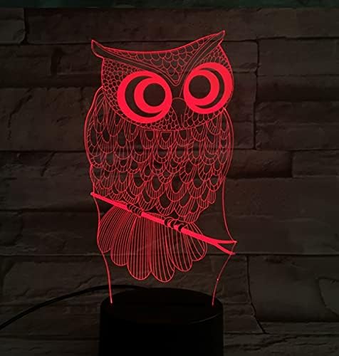 3D Illusion Night Light Owl Toys, Owl Bedside Lights Birthday Gift for Kids, Big Size 7 Color Changing USB LED Table Desk Optical Illusion Lamps Home Decors for Great Xmas Birthday Gifts