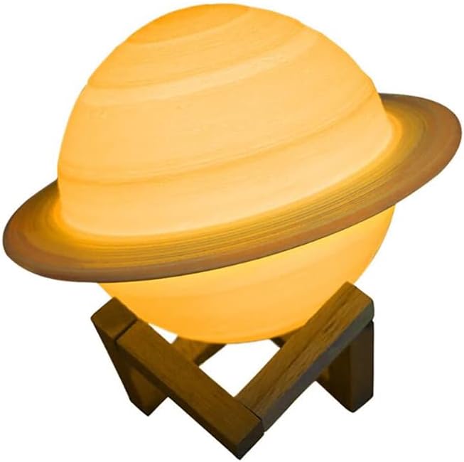 Saturn Lamp LED 3D PrintDecor Lamp Galaxy Planet Lampwith Stand/Remote Control/Touch/USB Rechargeable (6.3inch 3 Colors),Valentines Day Gifts,Birthday Gifts