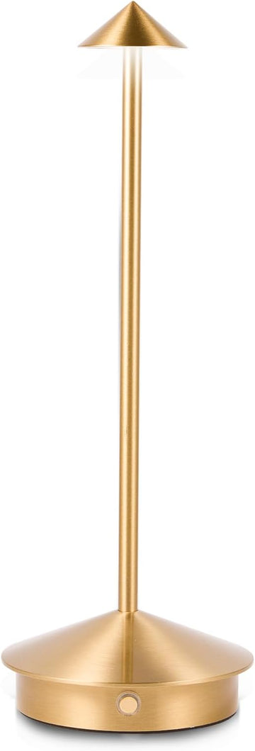 Rechargeable Battery Operated Desk Lamp with Touch Sensor Cordless Portable LED Table Lamp， Three-Level Dimmable Suitable for Bars/Cafes/Restaurants/Bedrooms/Camping Sites (Gold)