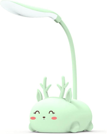 Kids Lamp, Cute LED Desk Lamp for Kids, Mini Animal Night Light, USB Rechargeable Flexible Cartoon Lamp Eye-Care Lighting for Bedroom (Deer B, Green)
