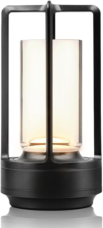 Portable Metal Desk Lamp,Cordless LED Table Lamp,Touch Control Rechargeable Lamp,3-Levels Brightness Room Decor Desk Lamp,Bedside Lamp,Night Light (Light Black)