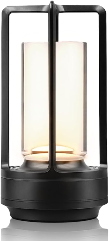 Portable Metal Desk Lamp,Cordless LED Table Lamp,Touch Control Rechargeable Lamp,3-Levels Brightness Room Decor Desk Lamp,Bedside Lamp,Night Light (Light Black)