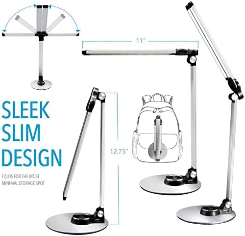 NUNET LED Desk Lamps for Home Office,Piano Lamp for Upright Piano,NULED Rotatable Aluminum Desk Lamp with USB Charging Port,Eye-Caring Reading Light/3 Lighting Modes/Brightness diammable Lamp,Silver