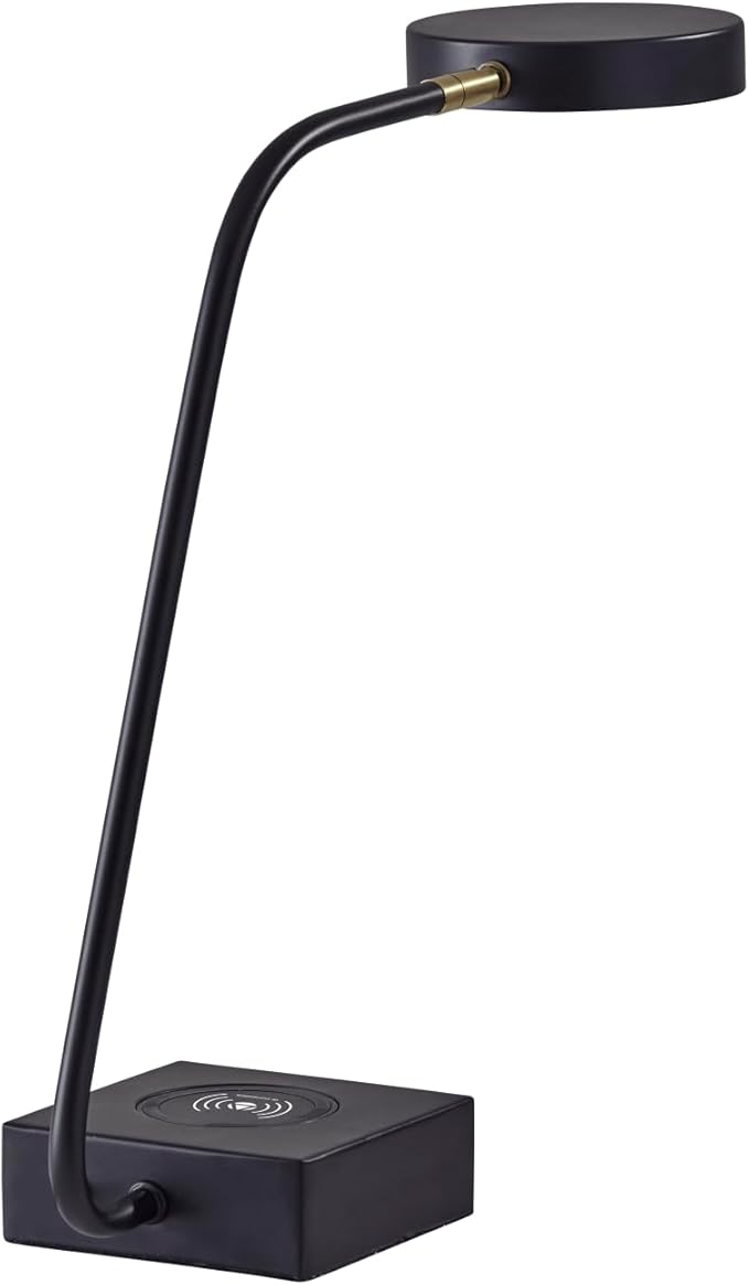 Adesso 3618-01 Conrad LED Desk Lamp Wireless Charging, 7W LED, 5W QI, USB Port, Indoor Lighting Lamps