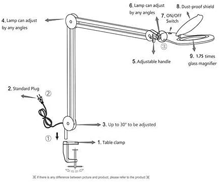 LED Magnifying Glass Desk Lamp for Close Work, Craft & Reading Table Light with Magnifier and Dust Cover 5 Inch Magnifier Glass Lens - Good for Reading, Arts & Crafts, and Close-up Tasks
