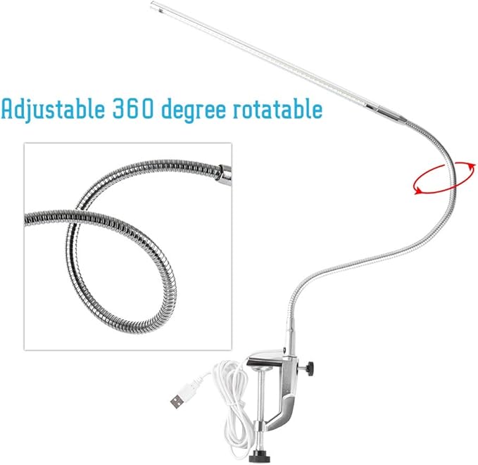 Clamp Table Lamps for USB LED Desk lamp for Manicure, Reading, Tattoo Light