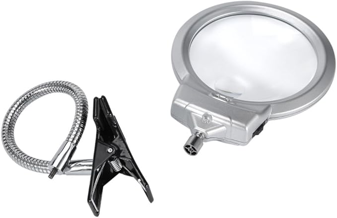 LED magnifying lamp, table magnifying glass, magnifying glass lighting lens with flexible gooseneck, for bed lamp, tattoo, manicure, makeup, eyelashes, suitable for crafts,