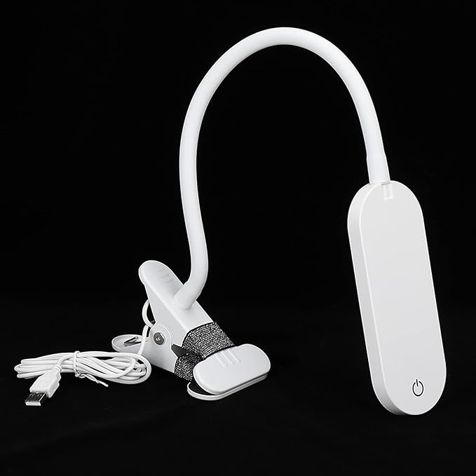 Clina USB Desk Lamp, LED Touch Switch Tattoo Eye Nail Art Desk Light Dimmer USB for Office Reading Relaxation Bedtime Tattoo Light Studying (White)